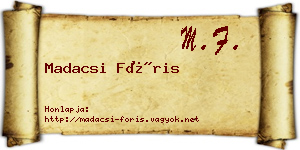 Madacsi Fóris névjegykártya